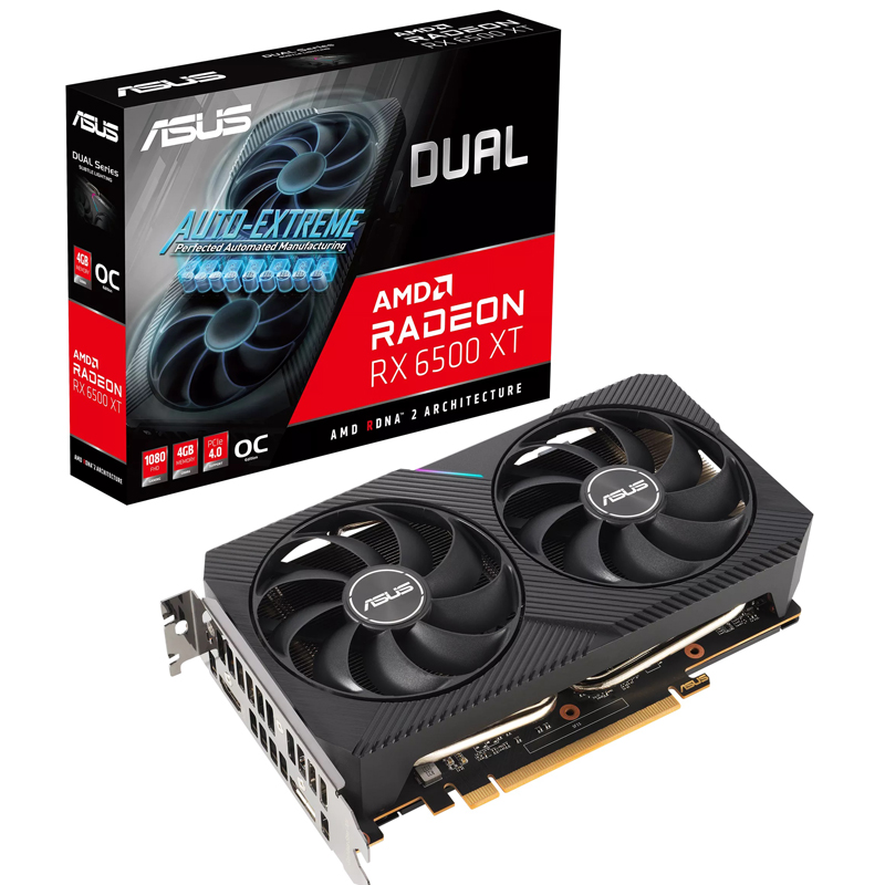 TARJETA DE VIDEO ASUS DUAL-RX6500XT-O4G 4GB DDR6 HDMI/DP