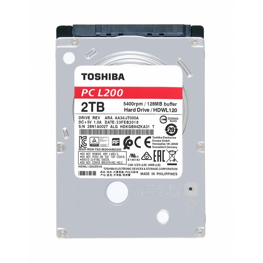 DISCO DURO INTERNO TOSHIBA 2TB L200 2.5" 5400rpm 64MB (HDWL120UZSVA)