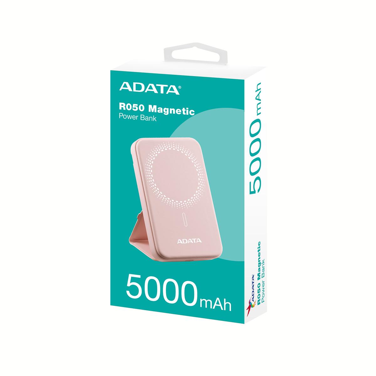 CARGADOR PORTATIL ADATA R050 MAGNETIC 5000MAH ROSA (PR050-11PK)