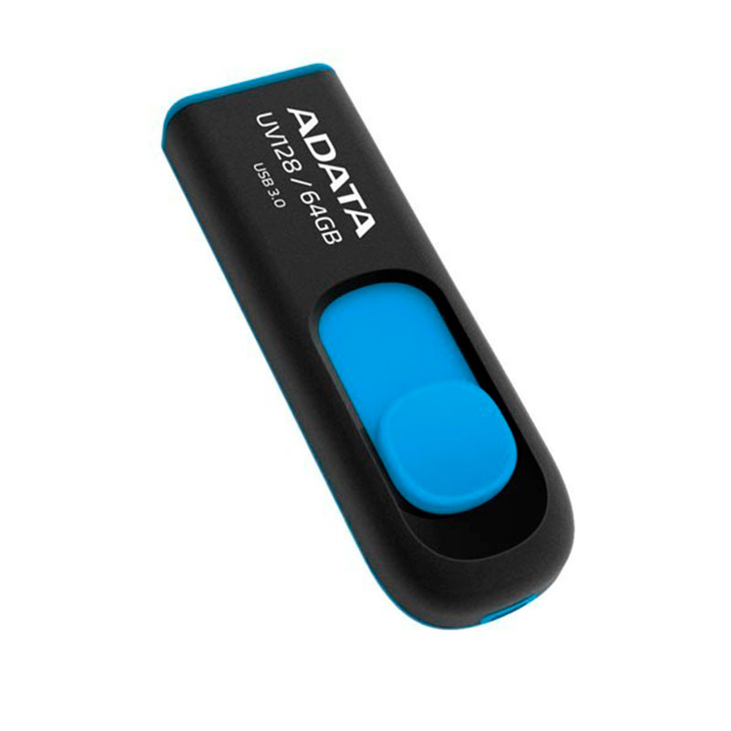 MEMORIA FLASH ADATA UV128 64GB USB 3.2 NEGRO/AZUL (AUV128-64G-RBE)