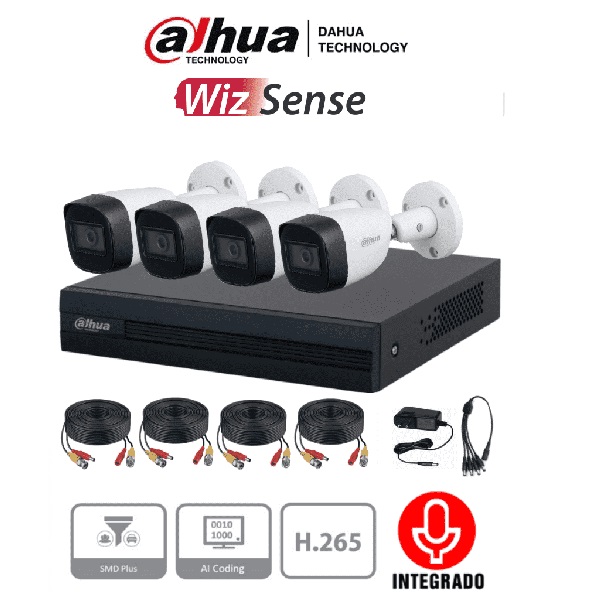 DAHUA KIT DE VIGILANCIA 4CH/2MP/MIC(KITXVR1B04-I+HFW1200CMA)