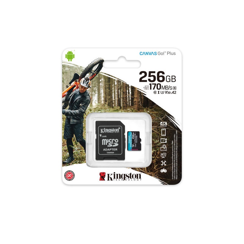 MEMORIA KINGSTON MICRO SDXC CANVAS GO PLUS 170R A2 U3 V30 (SDCG3/256GB)