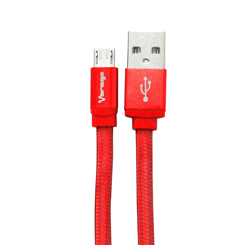 CABLE VORAGO USB 2.0 A MICRO USB 1 METROS ROJO CAB-113-RD