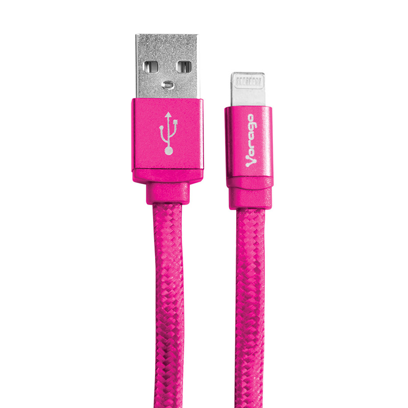 CABLE VORAGO USB-APPLE LIGHTNING (8 PINES) 1 METRO ROSA CAB-119-PK