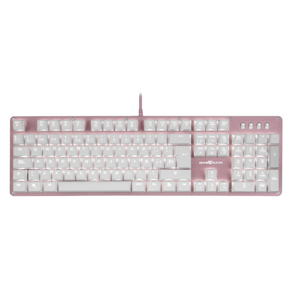 TECLADO MECANICO GAME FACTOR LUZ BLANCA/SWT RED/USB/ROSA KBG400-PK-RD