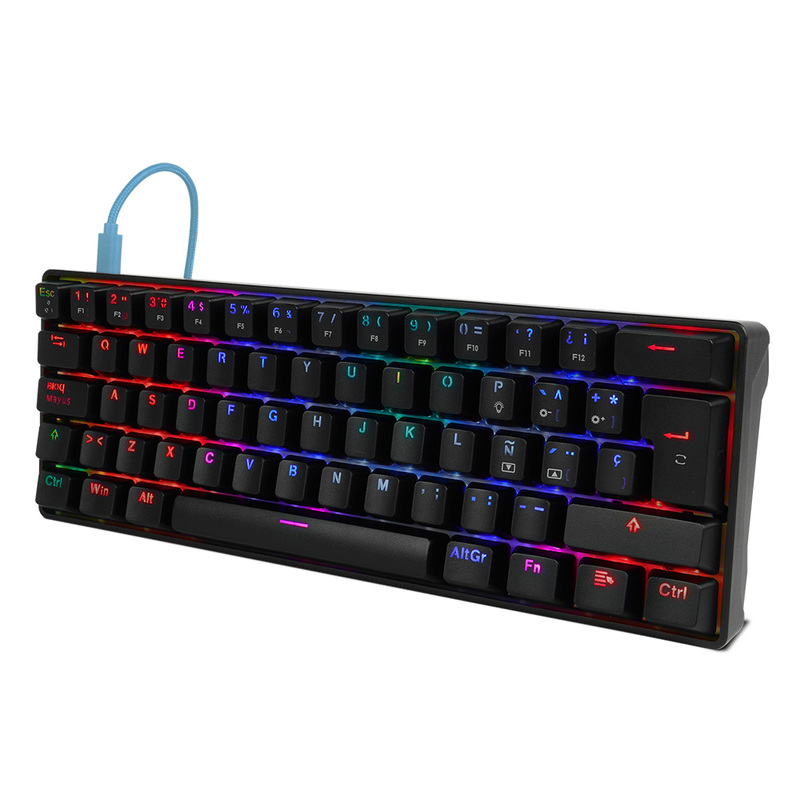 TECLADO MECANICO GAME FACTOR 60% RGB SWITCH BLUE USB TIPO C KBG560-BL