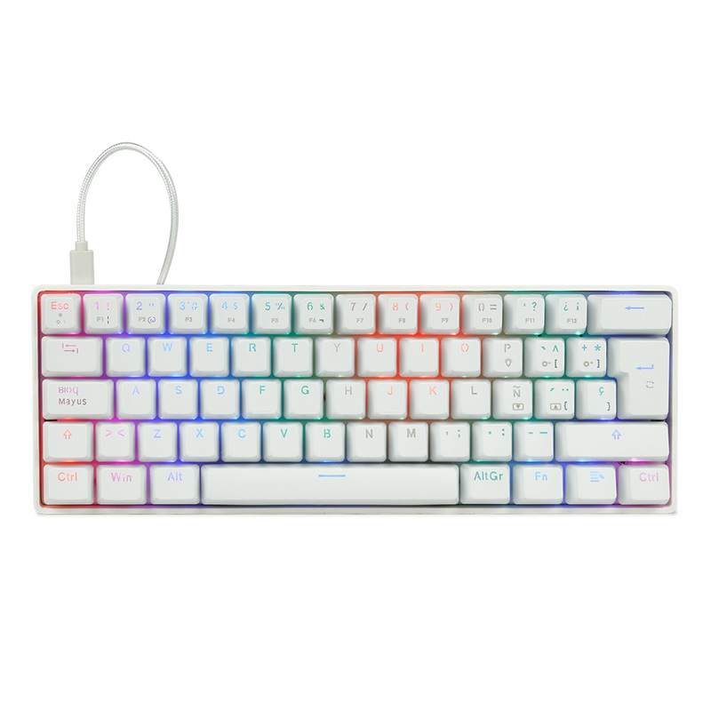 TECLADO MECANICO GAME FACTOR 60% RGB SWITCH RED USB TIPO C KBG560-WH