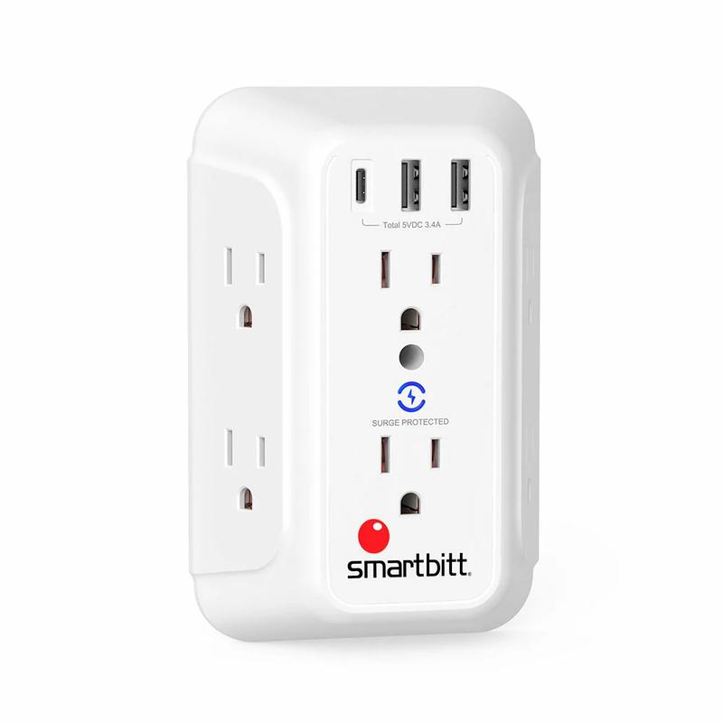 SUPRESOR DE PICOS SMARBITT 1480J, 6 CONT TOMA USB-A/USB-C (SBSS-BW6-3U)