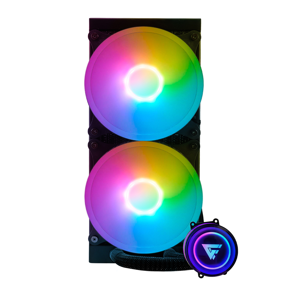 ENFRIAMIENTO LIQUIDO GAME FACTOR 2x120 RGB 250W 70 CFM NEGRO LQG601 BK