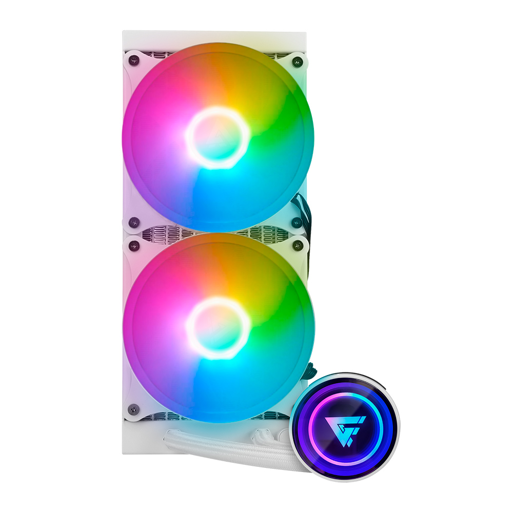 ENFRIAMIENTO LIQUIDO GAME FACTOR 2x120RGB 250W 70 CFM BLANCO LQG601 WH