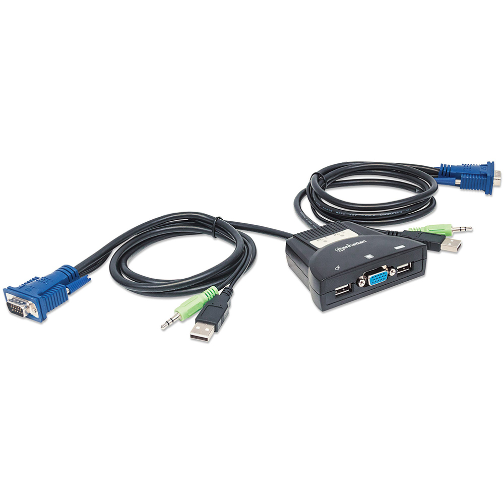 MUX KVM MINI USB 2:1 MANHATTAN CON CABLES + AUDIO 151245