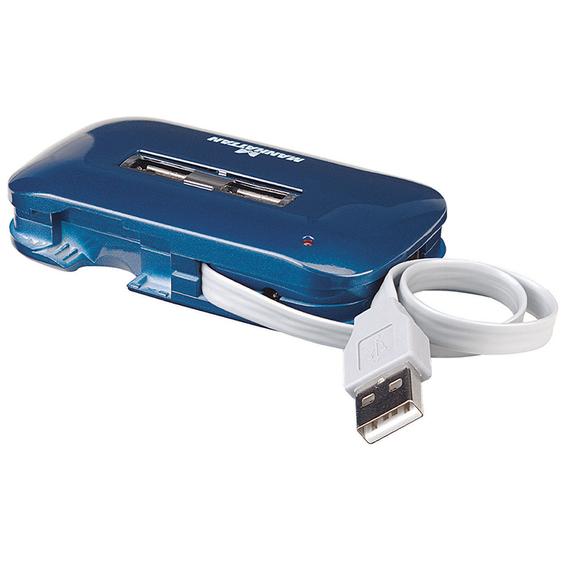 HUB MANHATTAN USB V2.0  7 PTOS AZUL CON FUENTE 161039