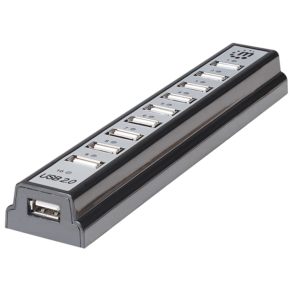 CONCENTRADOR HUB MANHATTAN USB 10 PTOS C/FUENTE 161572