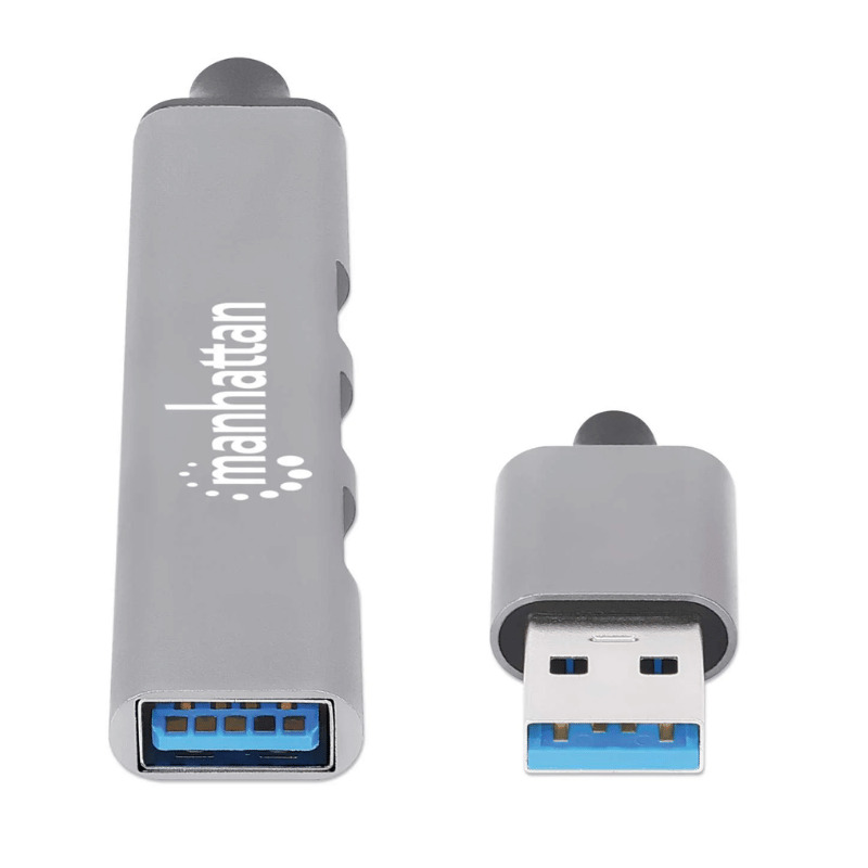 HUB USB A MANHATTAN 1 USB V3.2 + 3 USB V2.0 ALUMINIO (168427)