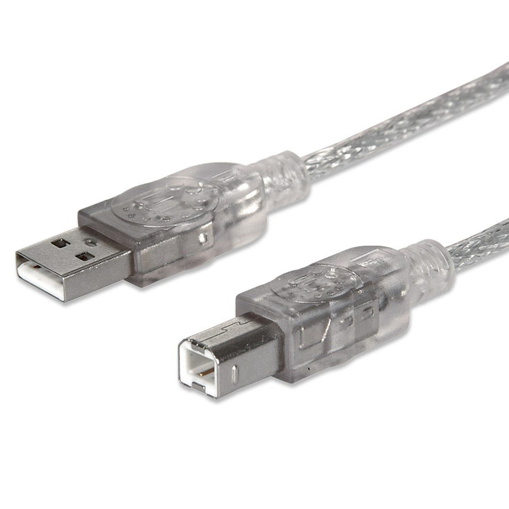 CABLE USB V2.0 MANHATTAN A-B  3.0M, PLATA 340458