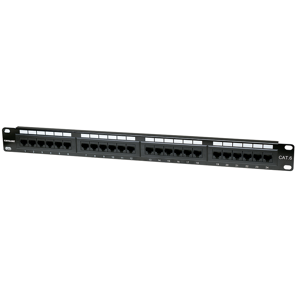 PANEL DE PARCHEO 24 PUERTOS CAT6 UTP 1U P/RACK 19 INTELLINET 520959