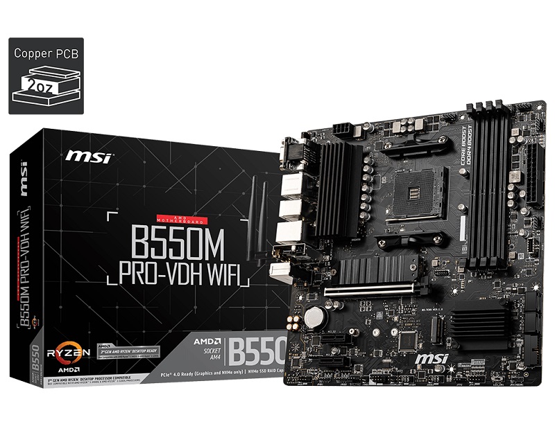 TARJETA MADRE MSI B550M PRO VDH WIFI SOC AM4 MATX HDMI, DDR4