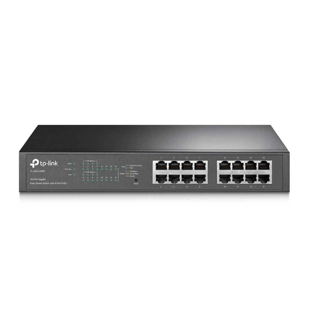 TP-LINK SWITCH EASY SMART DE 16 PUERTOS GBT/8 PTOS POE+/TL-SG1016PE