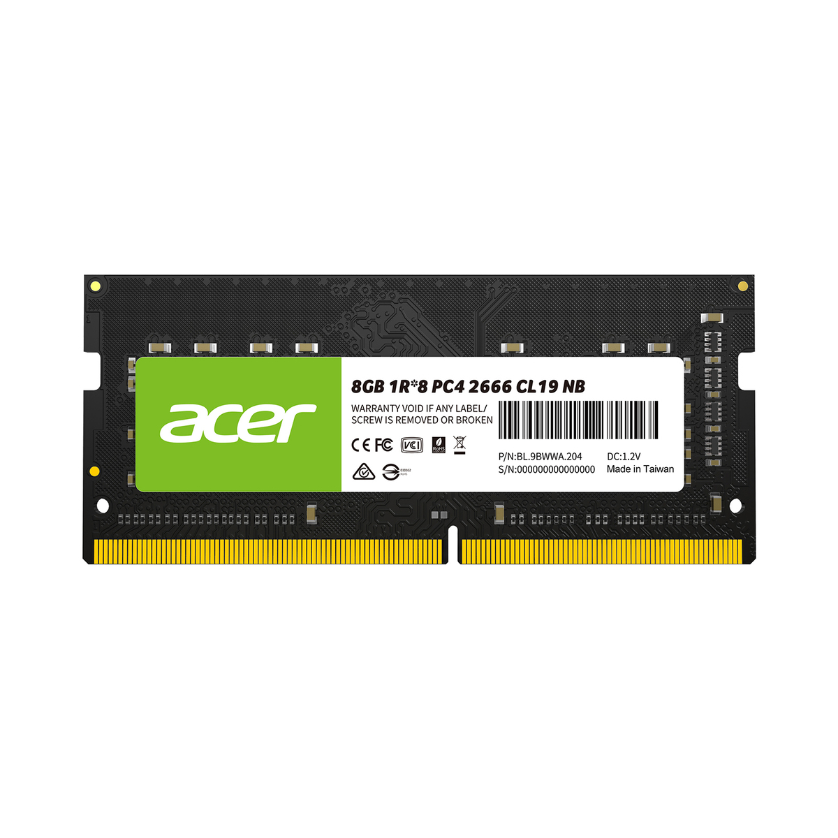 MEMORIA SODIMM DDR4 ACER SD100 8GB 2666MHZ CL19 (BL.9BWWA.204)