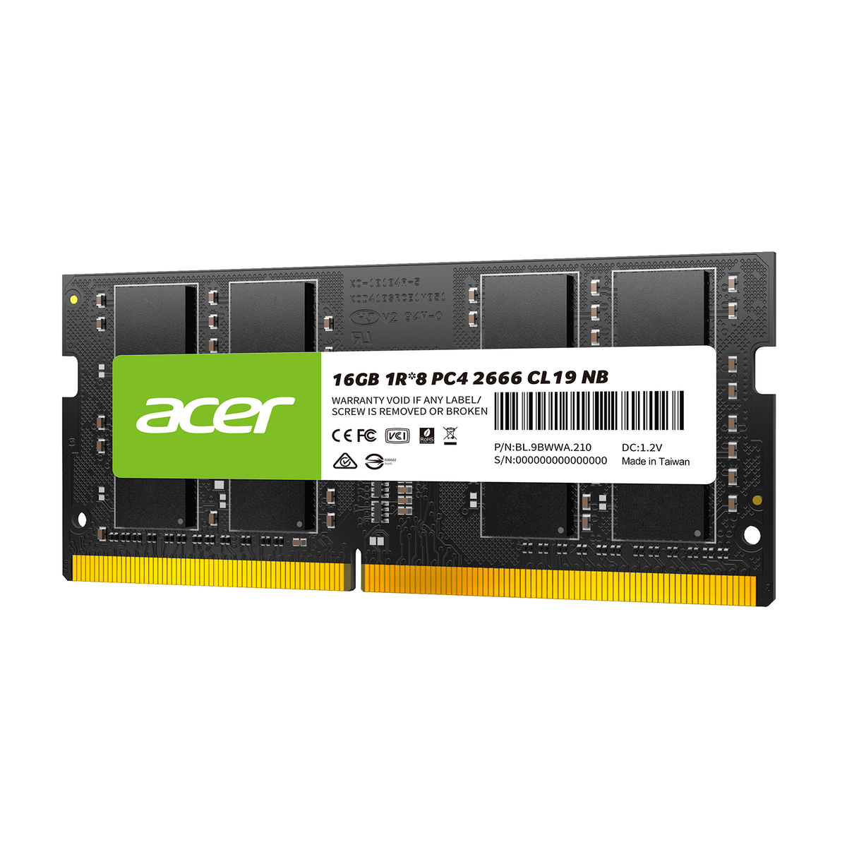 MEMORIA SODIMM DDR4 ACER SD100 16GB 2666MHZ CL19 (BL.9BWWA.210)