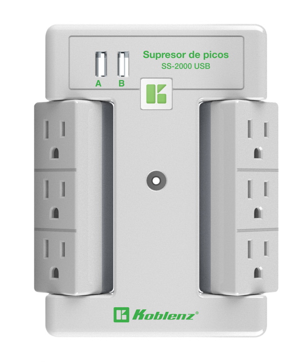 SUPRESOR KOBLENZ 6 CONT GIRATORIOS Y 2 PTOS USB 2.4A (00-5348-00-8)