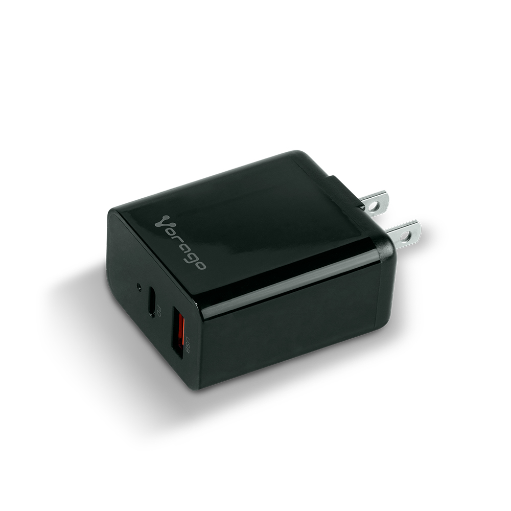 CARGADOR PARA PARED QUICK CHARGE 3.0A PD 20W USB A Y C NEGRO AU-350-BK