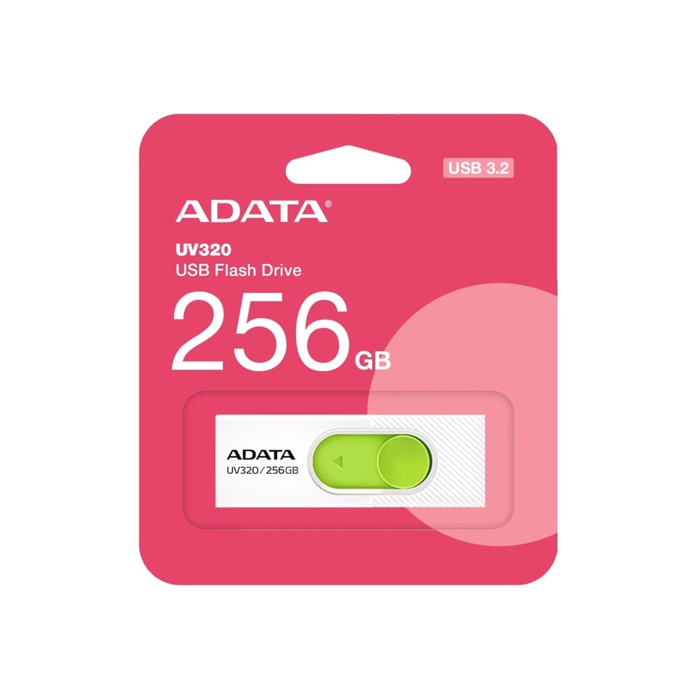 MEMORIA FLASH ADATA UV320 256GB USB3.2 WHITE-GREEN (AUV320-256G-RWHGN)