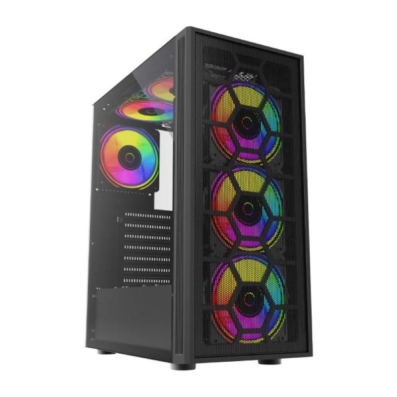 GABINETE GAMER MEDIA TORRE DRAGONFLYII GM740 ATX PANEL CRISTAL/ NEGRO (BR-935982)