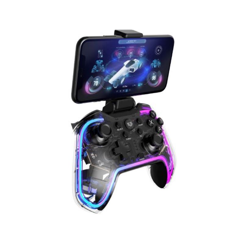 GAMEPAD ANDROID IOS,PC,PS3,PS4 2.4GHZ INALAMBRICO BT 5.0 NEÓN TRANSPA BR-936910