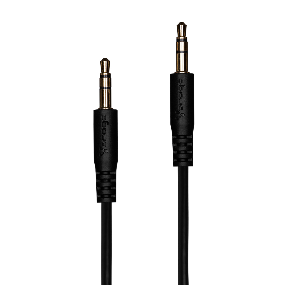 CABLE AUXILIAR AUDIO VORAGO 3.5 MM A 3.5 MM NEGRO (CAB-A01B)