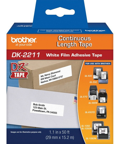 ETIQUETAS PLASTICA BROTHER DK2211 CONTINUA TEXTO NEGRO 29MM X 152MM DK2211