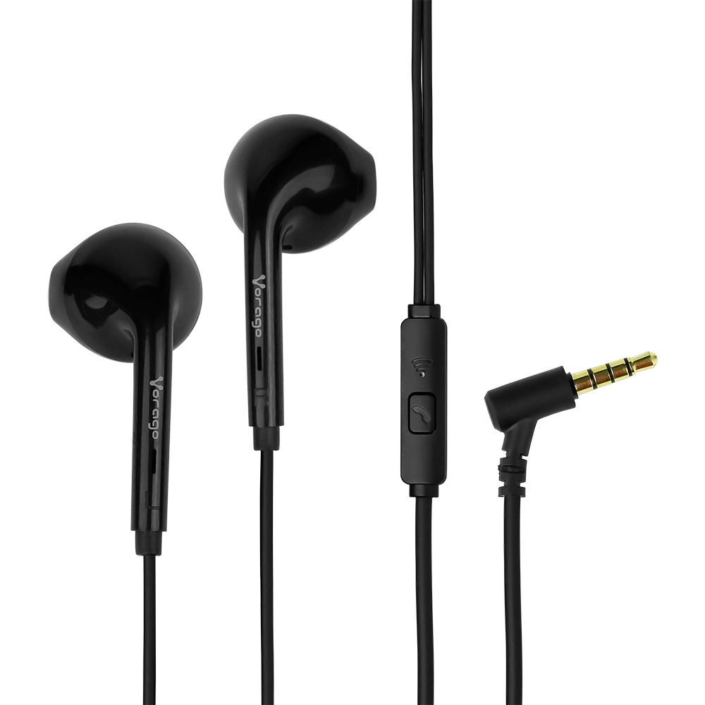 AUDIFONO VORAGO MANOS LIBRES 3.5MM CTRL VOL. Y MICROF NEGRO EP-201-V2-BK