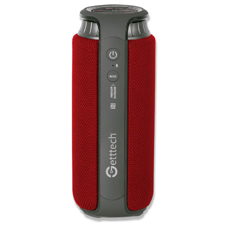 BOCINA GETTTECHGBS-31504R BLUETOOTH 4.2 MICROFONO, 3.5MM, RANURA MICROSD, RESISTENTE AL AGUA, ROJO BEAT