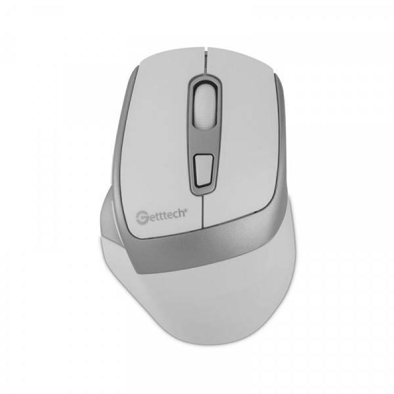 MOUSE INALAMBRICO GETTTECH 6D DE OFICINA (BLANCO/PLATEADO) GGM-STDBW-01-WH