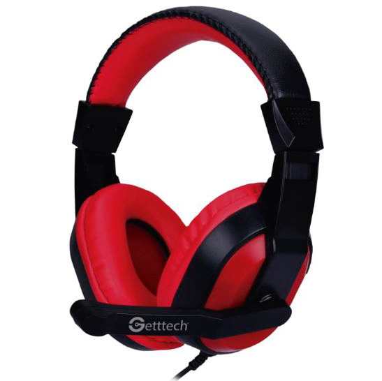 DIADEMA HEADSET GETTTECH GH-2100 STREAM 3.5MM/C MIC/NEGRO/C ROJO