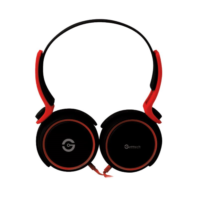 DIADEMA HEADSET GETTTECH GH-2540RRYTHM C/ MIC NEGRO C/ ROJO3.5MM