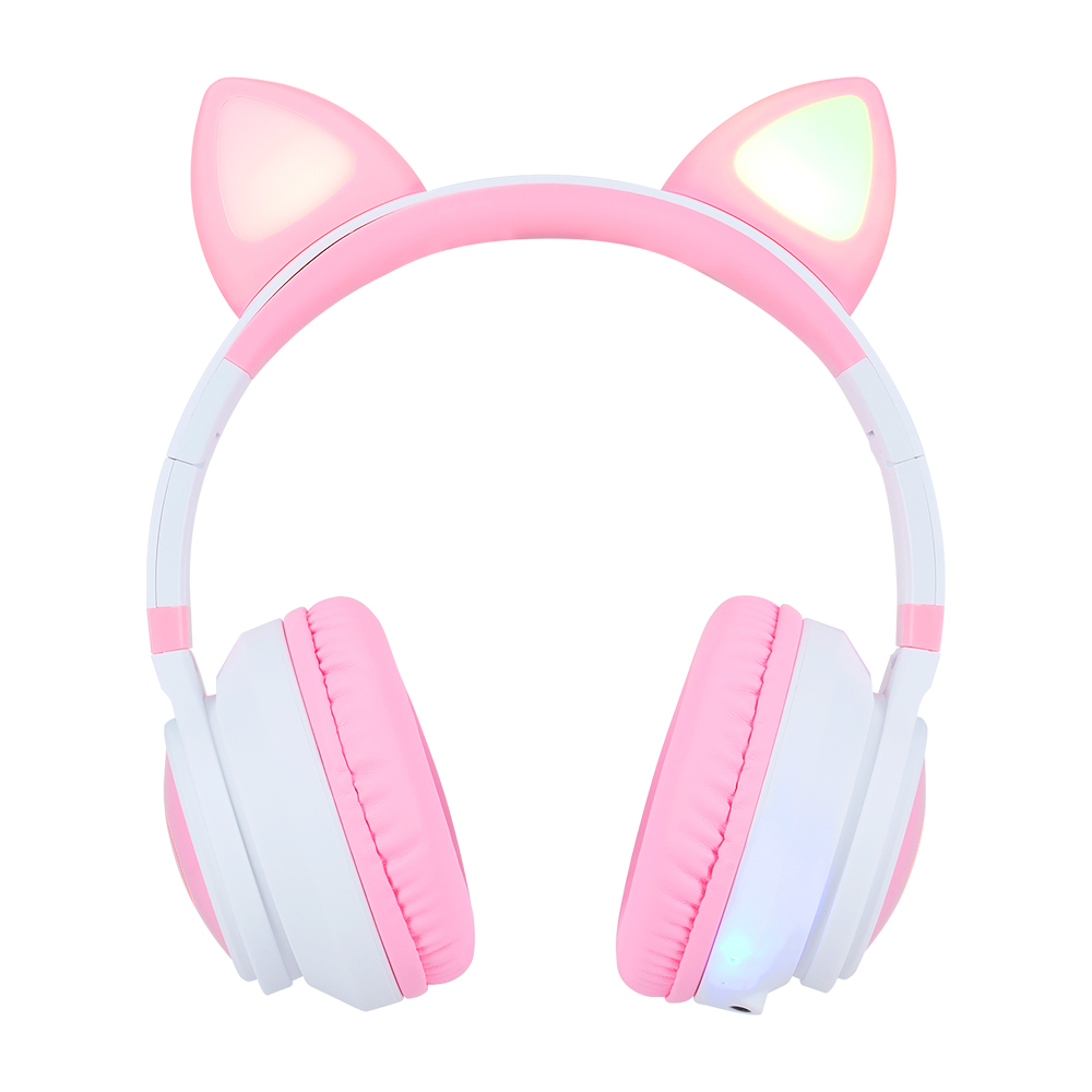 DIADEMA VORAGO BLUETOOTH 3.5MM KITTEN RGB 6HRS ROSA/BLANCO HPB-300K