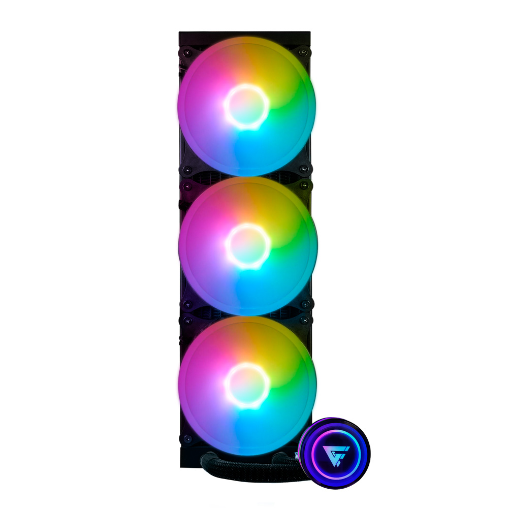 ENFRIAMIENTO LIQUIDO GAME FACTOR 360mm, RGB, 3X120mm, NEGRO LQG700-BK