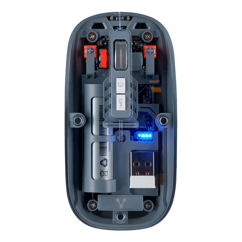 MOUSE VORAGO INALÁMBRICO BT 1,600 DPIS RECARGABLE TRANSPARENTE MO-415