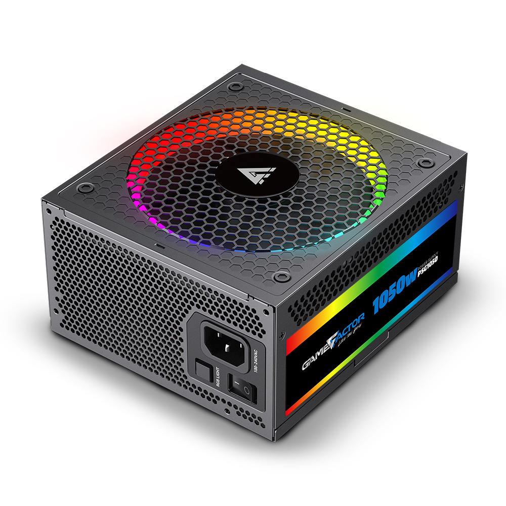 FUENTE DE PODER GAME FACTOR FULL MOD RGB 1050W 80P GOLD 12VHPW 600W PS (PSG1050)