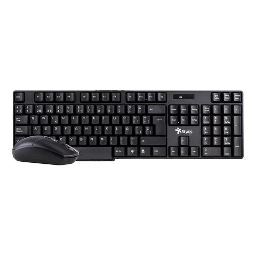 COMBO INALAMBRICO 2 EN 1 STYLOS TECLADO 100% MEMBRANA 105 TECLAS NEGRO