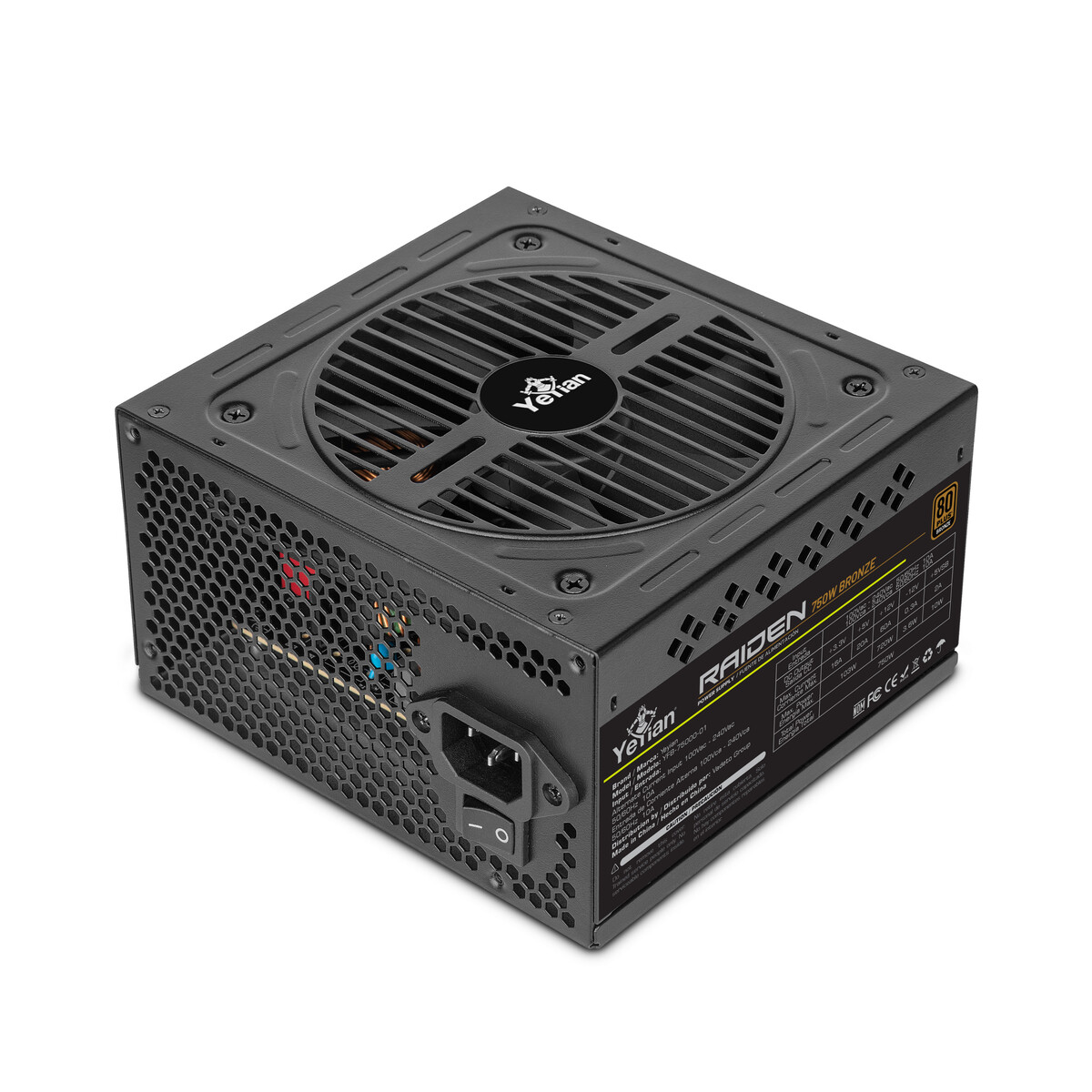 FUENTE DE PODER YEYIAN YFB-75000-01 RAIDEN 750W 80+ BK NON-MODULAR