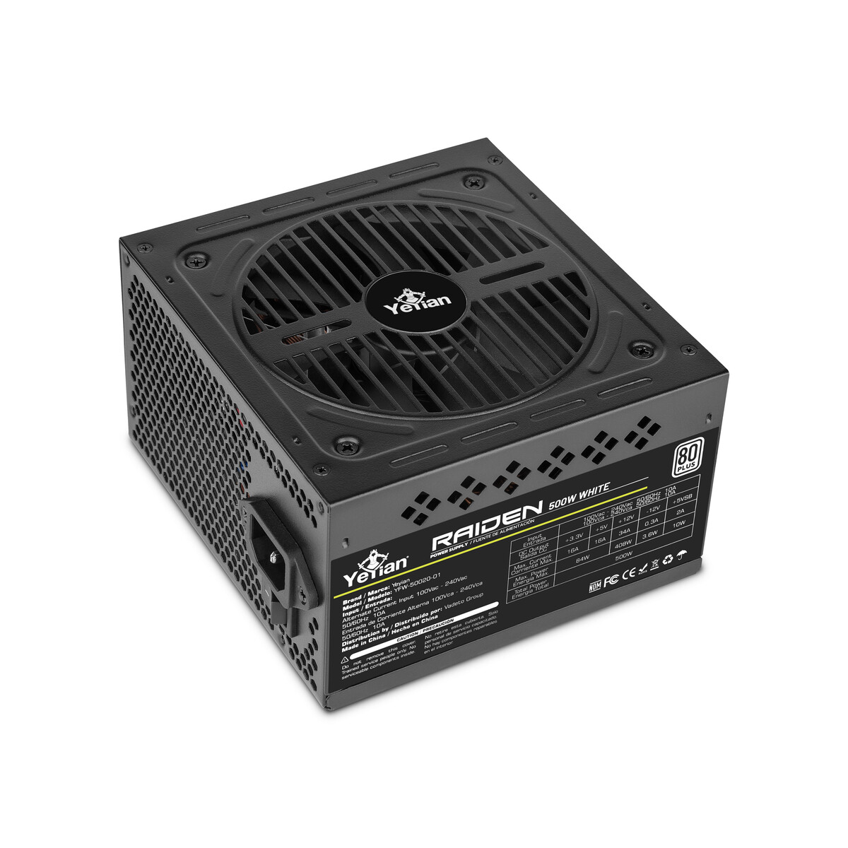 Yeyian Power Supply Raiden, 500W 80 Plus White, ATX 2.0 Non-Modular - SKU: YFW-50020-01