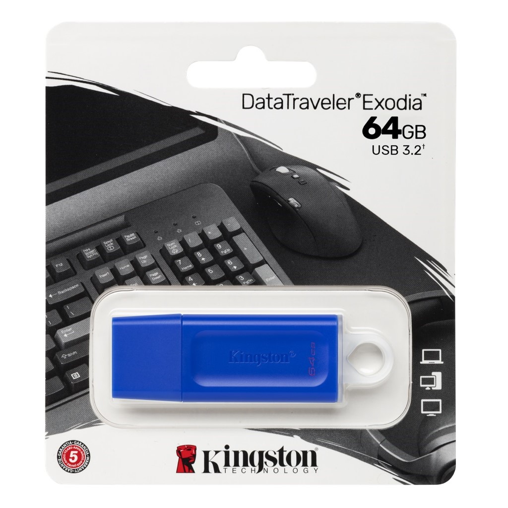 MEMORIA FLASH KINGSTON 64GB USB 3.2 GEN 1 COLOR AZUL (KC-U2G64-7GB)