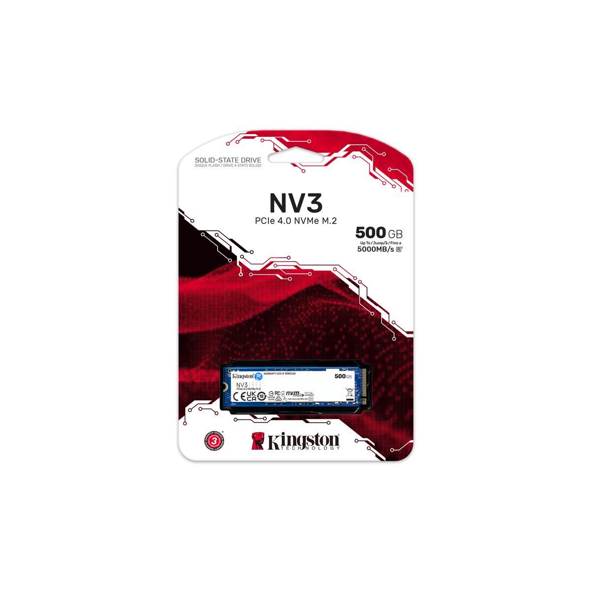 UNIDAD SSD KINGSTON NV3 500G M.2 2280 NVMe 6000MB/S (SNV3S/500G)