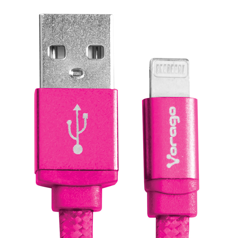 CABLE VORAGO USB-APPLE LIGHTNING (8 PINES) 1 METRO ROSA CAB-119-PK