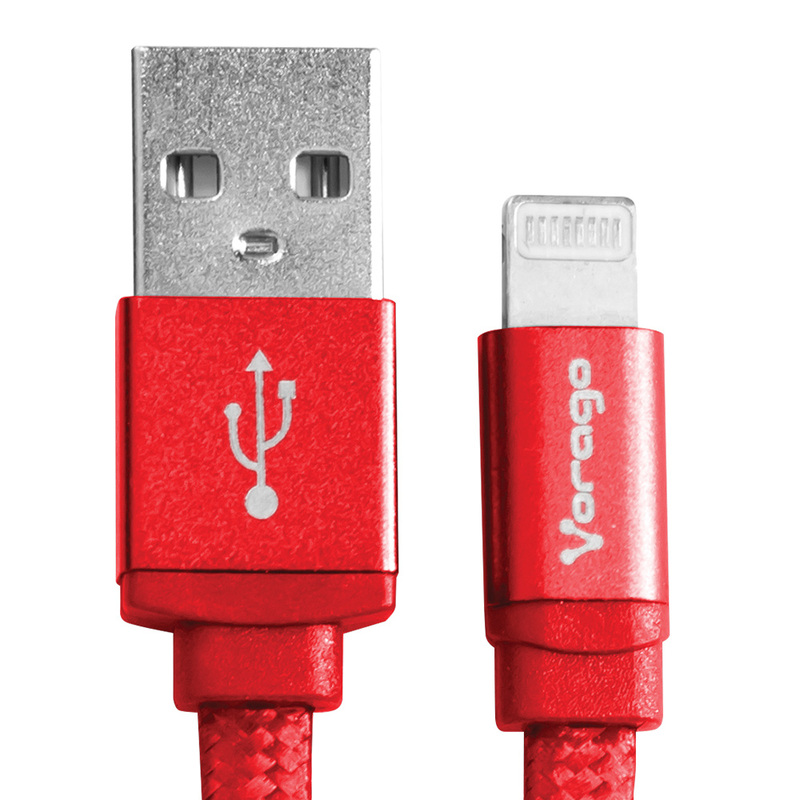 CABLE VORAGO USB-APPLE LIGHTNING (8 PINES) 1 METRO ROJO CAB-119-RD