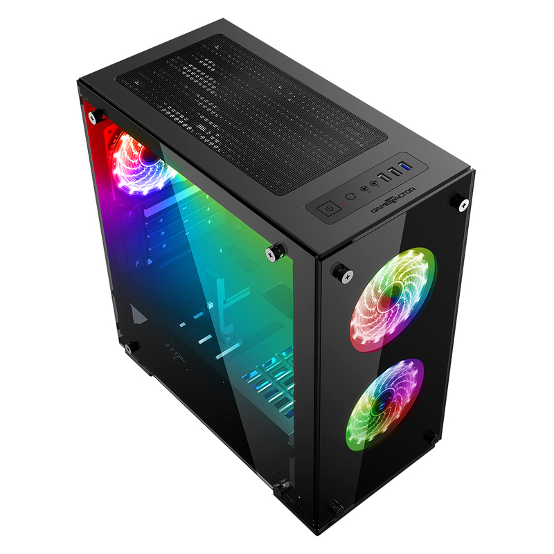 GABINETE GAME FACTOR MICRO ATX, 3 VENT 120MM RGB, CRISTAL S/FTE CSG550