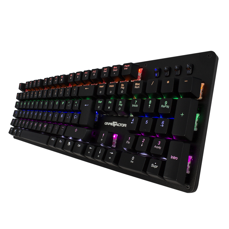 TECLADO MECANICO GAME FACTOR RAINBOW, SWT BLUE, USB, NEGRO KBG400-BL