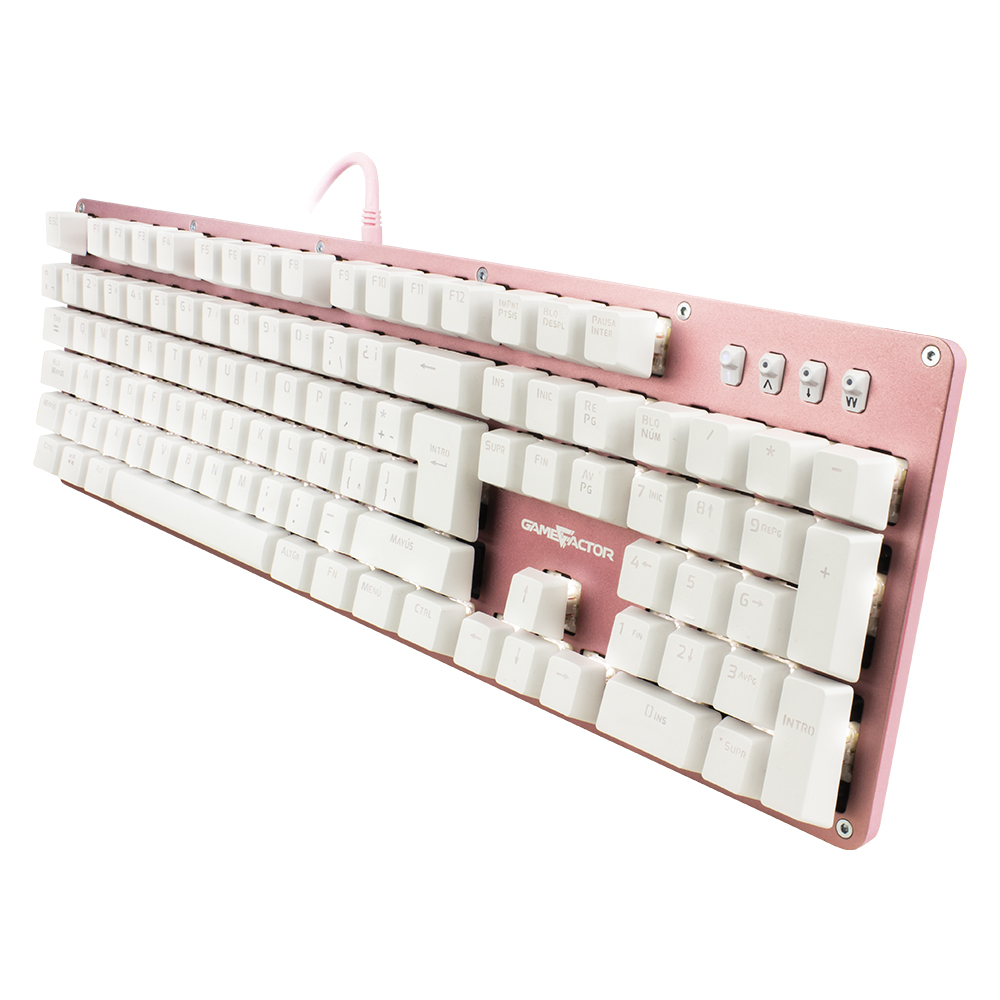 TECLADO MECANICO GAME FACTOR LUZ BLANCA/SWT RED/USB/ROSA KBG400-PK-RD